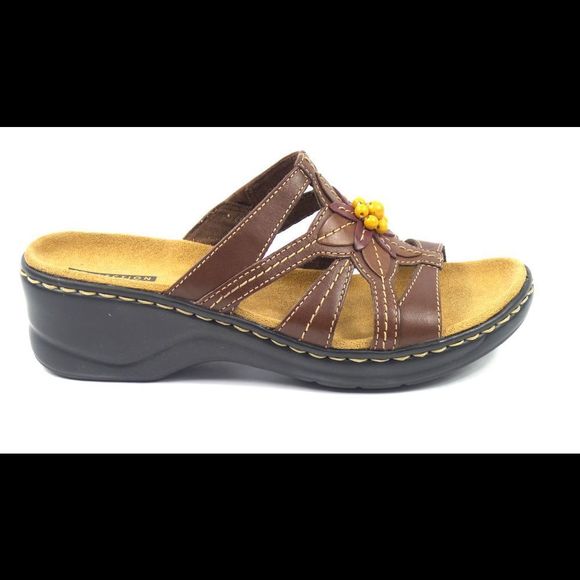 Clarks Leather Slides with Bead Detail Lexi Myrtle Brown Multi - EE+ - Picture 4 of 4